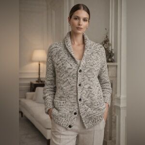 Filippa K. Chunky Cozy wool mohair Gray Knit Cardigan size medium luxe